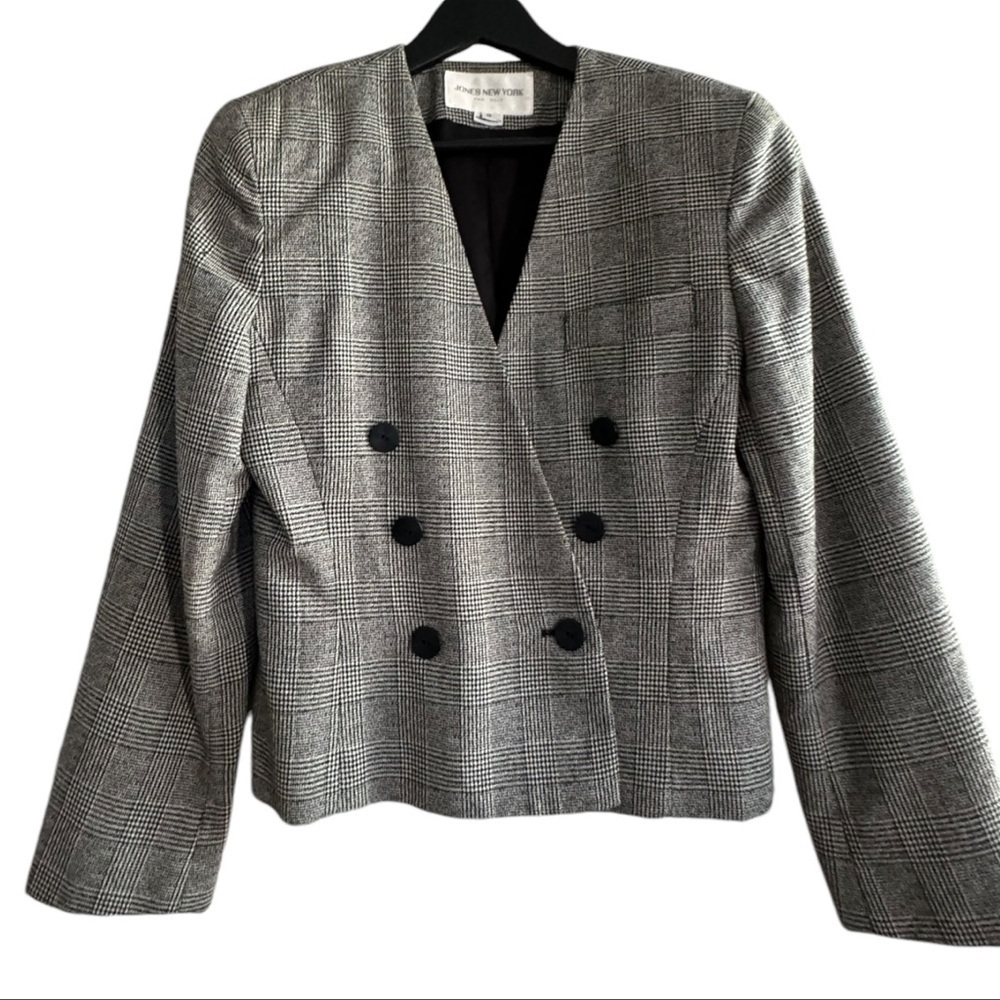 Jones New York Vintage 90’s Blazer Houndstooth Double Breasted size 8